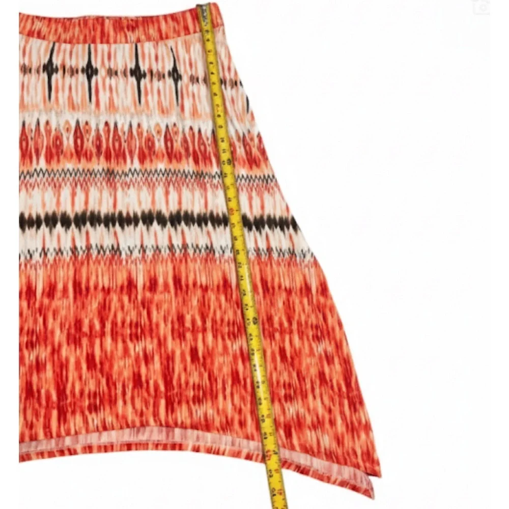 Chico's Bohemian Maxi Skirt  2 L/XL Abstract Ikat Print Handkerchief Hem Flowy